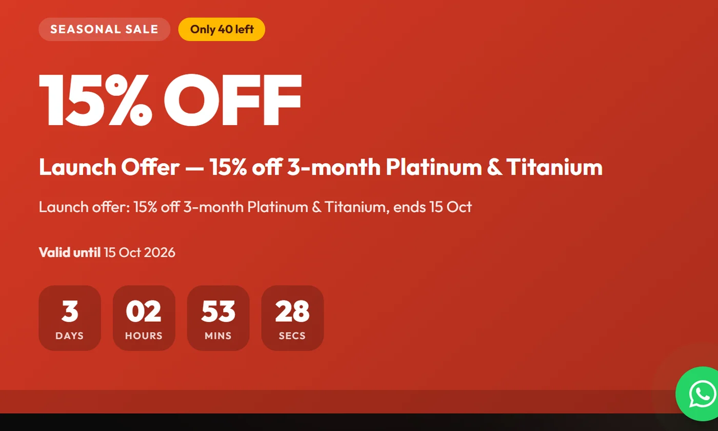 Membership offers on a facility website built with Workzish