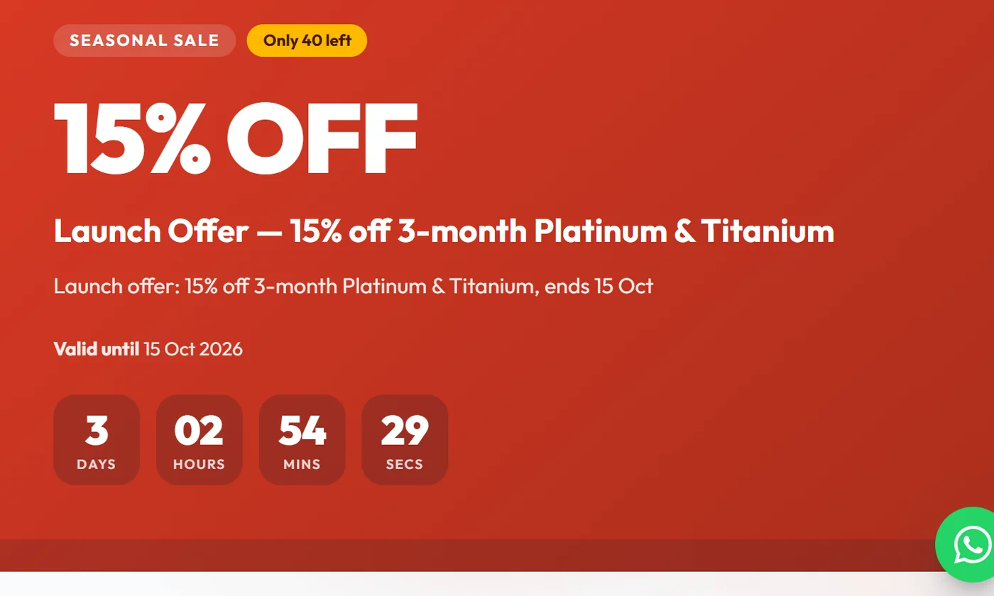 Membership offers on a facility website built with Workzish